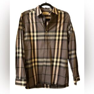 Burberry Beige and Black Checkered Shirt size M regular fit